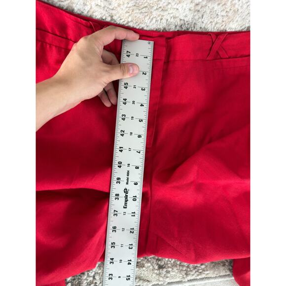 Larry Levine Sport Size 12 Cropped Linen Blend Flat Front Pants Red Zip - Picture 7 of 13